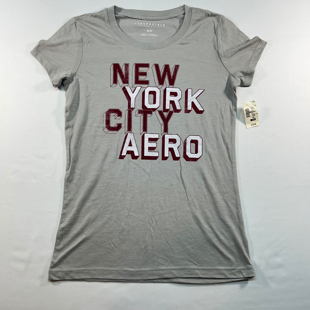 Aeropostale Womens New York‎ City Aero Graphic T-Shirt Grey Medium NWT 3420
